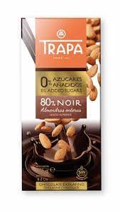 TRAPA BAR INTENSO 0% ADDED SUGAR DARK CHOCOLATE 80% NOIR ALMONDS 175g