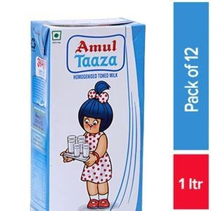 Amul Taaza Fresh Toned Milk 12 1Ltr Tp
