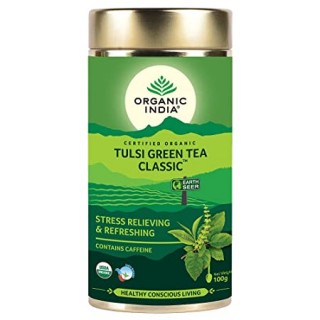 ORGANIC INDIA TULSI GREEN TEA 100GM TIN