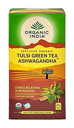 ORGANIC INDIA TULSI GREEN TEA ASHWAGANDHA 25TB