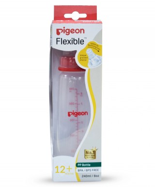 PIGEON FLEXIBLE 12+ MONTHS PP BOTTLE  RED 240ML(88143)
