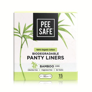 PEE SAFE 100% ORGANIC COTTON  BIODEGRADABLE PANTY LINERS   PACK OF 15