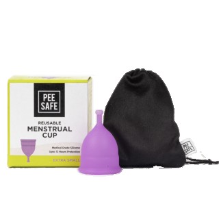 PEE SAFE REUSABLE MENSTRUAL CUP WITH MEDICAL GRADE SILCONE FOR WOMEN   EXTRA SMALL