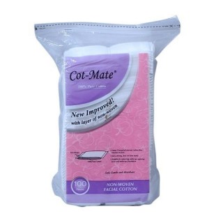 COT-MATE Cotton Pads Squares 100s NW in zipper bag
