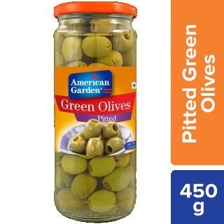 American Garden Olives Green Pitted 450GM