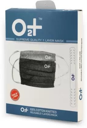 O2+ Single Layer Reusable Mask Pack of 2 2s