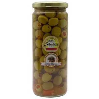 Solemio Olives Green Stuffed Pimento Olives 450 Gm