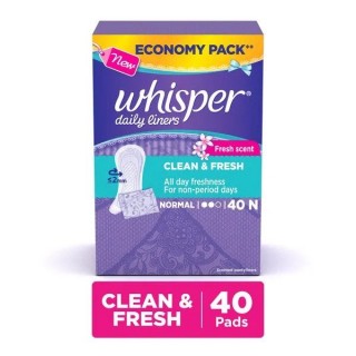 WHISPER DAILY LINERS CLN & FRESH BX 40P