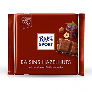 Ritter Sport Milk Chocolate with Raisins + Hazelnuts (100g)