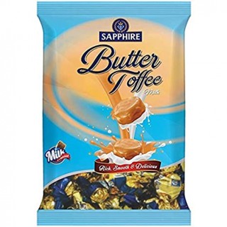 SAPPHIRE BUTTER TOFFEES ASSORTED CHOCO MNT ENG CRM BANANA SPLT MLK CHOCO CRML COCONT 350GM